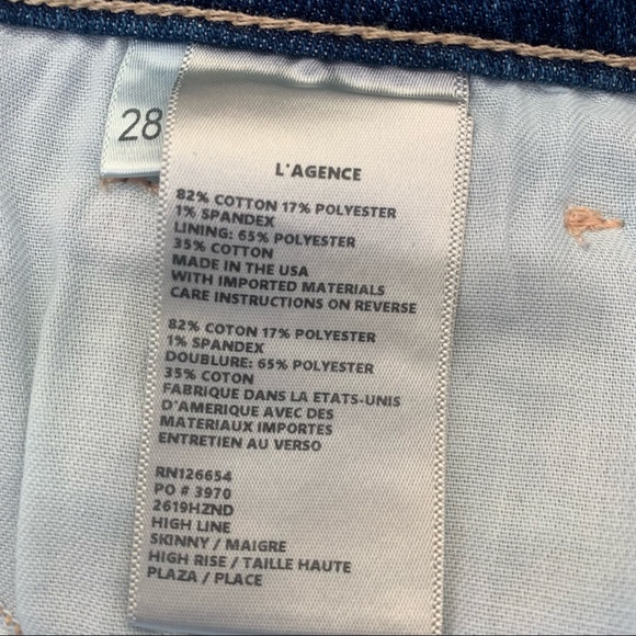La’gence High Line hi rise skinny medium wash distressed chewed hem women sz 28 - Picture 9 of 10